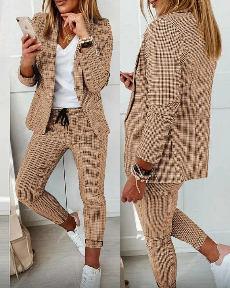 Women’s Suit Set – Tailored Blazer – Relaxed Tapered Pants – Drawstring Waist