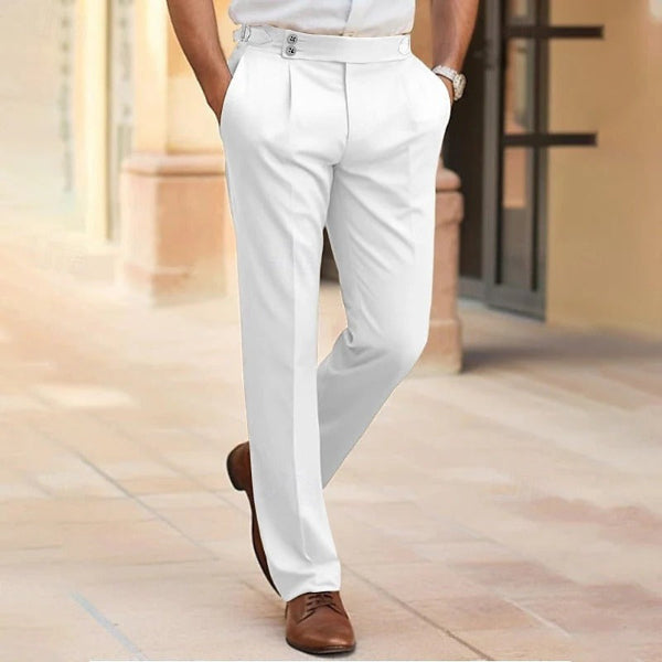 Men’s Trousers – Slim Fit – Lightweight Cotton Blend – Flat Front – Full Length Formal