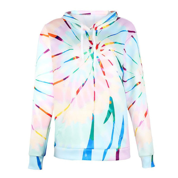 Women’s Pullover Hoodie – Oversized Fit – Tie-Dye Print – Cotton Breathable – Casual