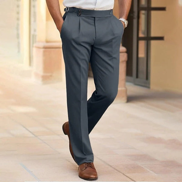 Men’s Trousers – Slim Fit – Lightweight Cotton Blend – Flat Front – Full Length Formal