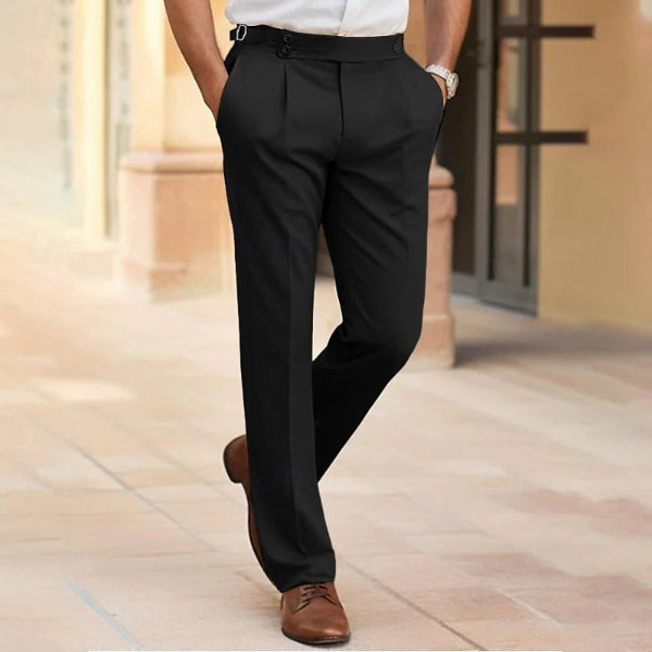Men’s Trousers – Slim Fit – Lightweight Cotton Blend – Flat Front – Full Length Formal