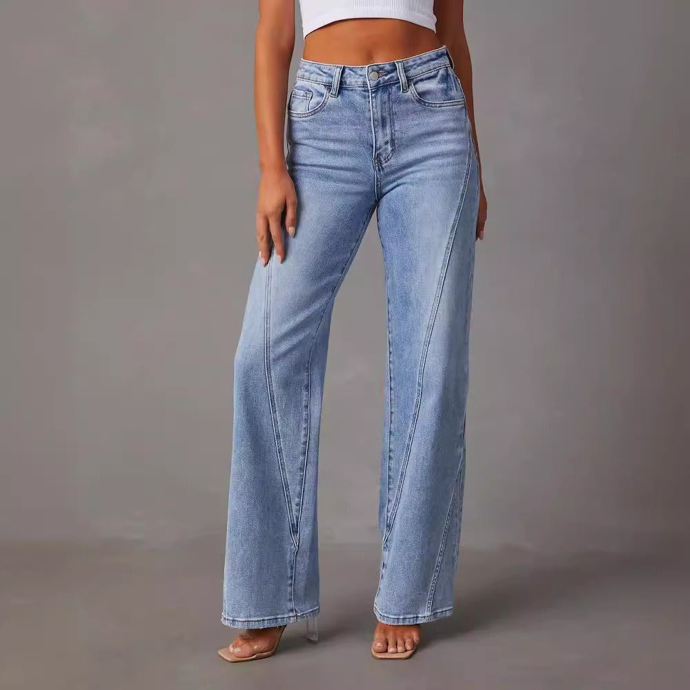 Women’s Jeans – High Waist – Loose Fit – Straight Leg – Full Length Denim