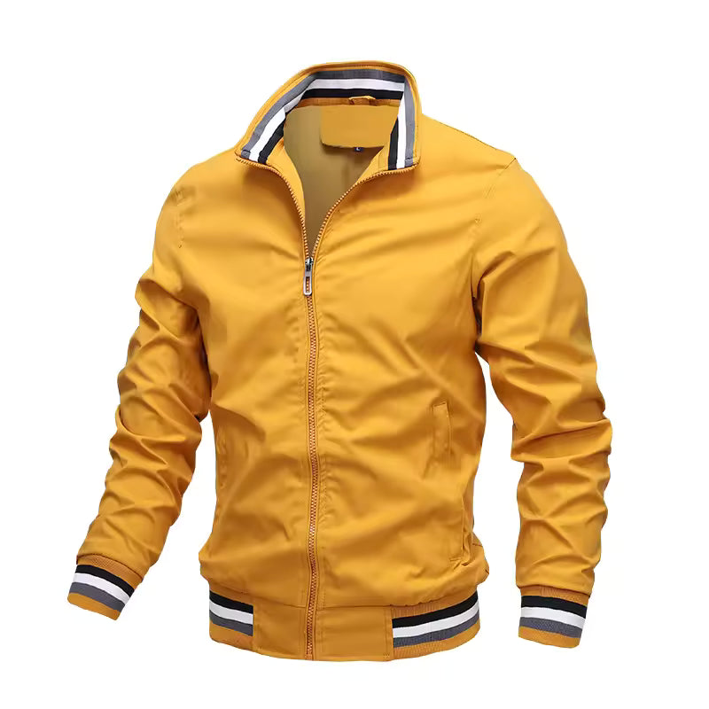 Men’s Bomber Jacket – Woven Blend – Structured Fit – Stand Collar – Ribbed Trim