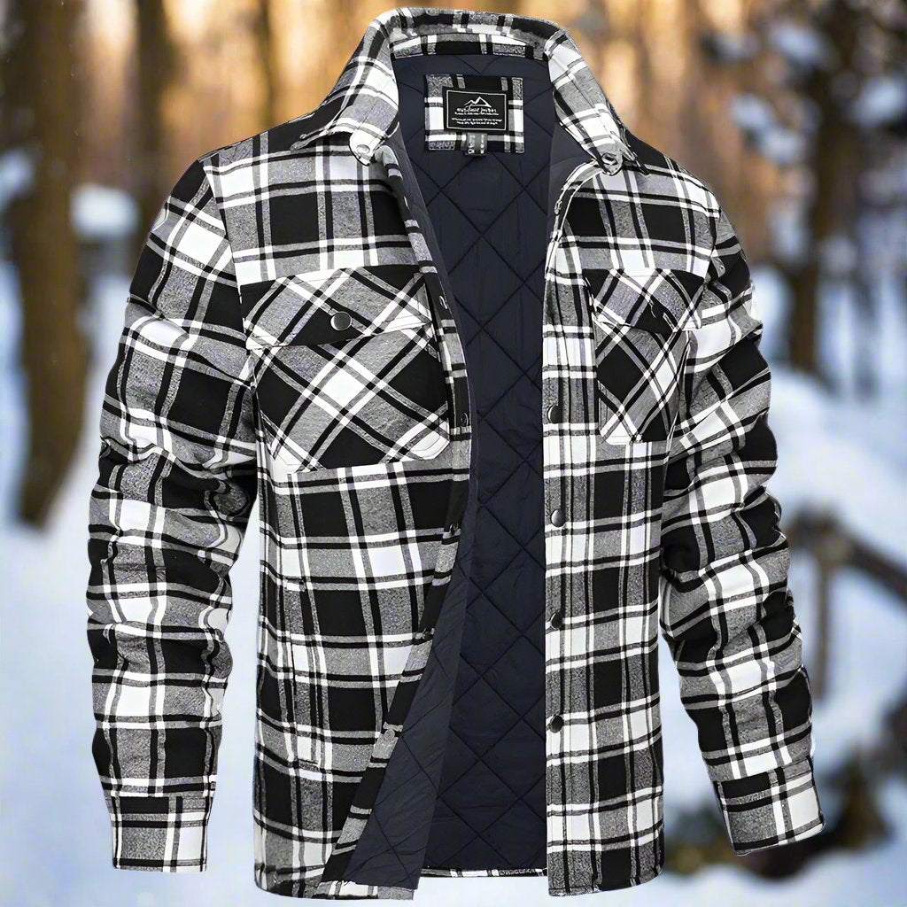 Men's Shirt Jacket – Quilted Flannel – Relaxed Fit – Snap Front – Chest Pockets