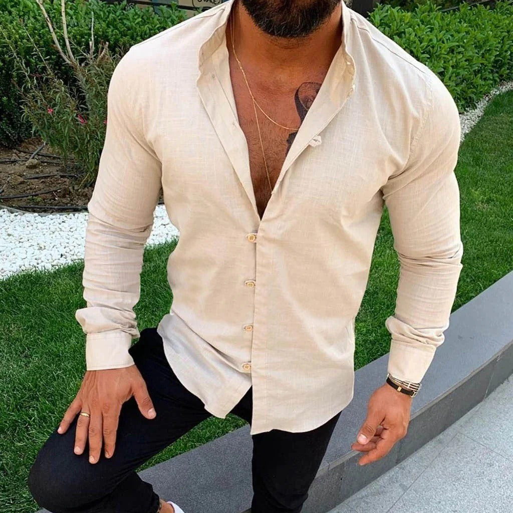 Men’s Shirt – Slim Fit – Long Sleeve – Button-Up – Natural Fibers – Casual Smart