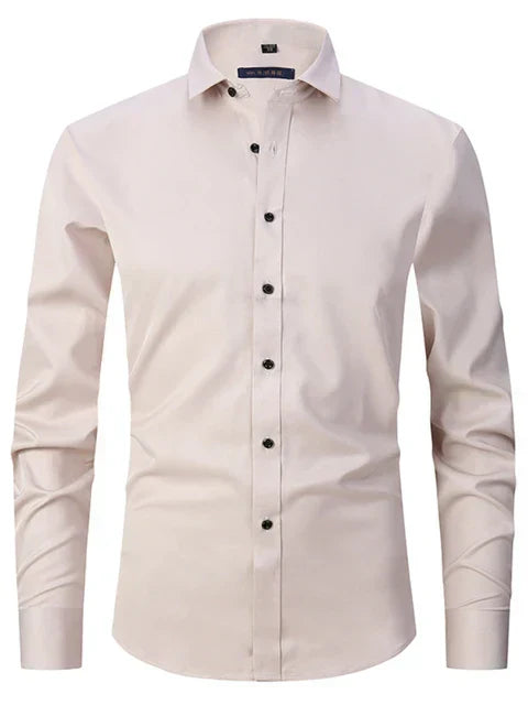 Men’s Long Sleeve Shirt – Slim Fit – Stretch Cotton – Wrinkle-Free – Button-Down Collar