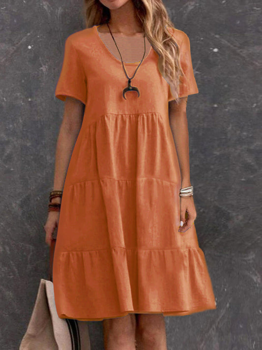 Women's Midi Dress - Lightweight Design - Relaxed Fit - Short Sleeve Casual Wear
