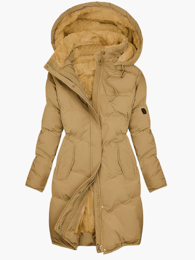 Isla Fitted Quilted Puffer Coat | Hooded Zip Front Coat