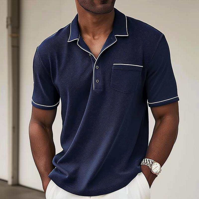 Men’s Polo Shirt – Piqué Knit – Regular Fit – Chest Pocket – Contrast Piping Trim
