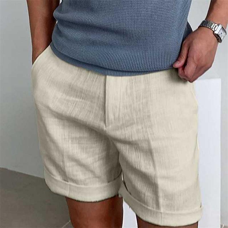 Men’s Linen Shorts – Relaxed Fit – Cuffed Hem – Lightweight Breathable Casual Style