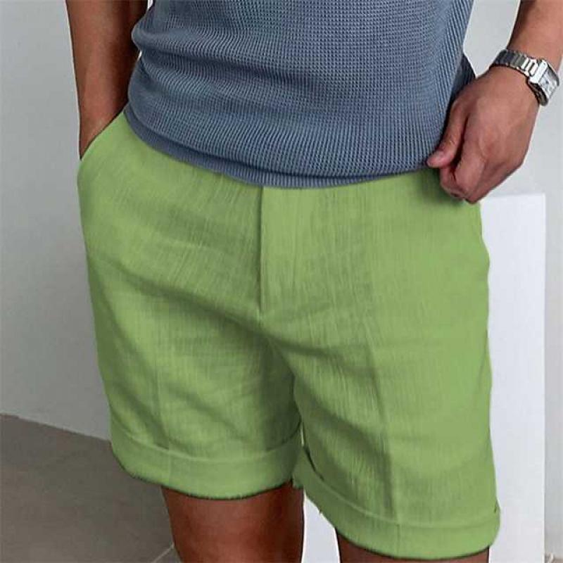 Men’s Linen Shorts – Relaxed Fit – Cuffed Hem – Lightweight Breathable Casual Style
