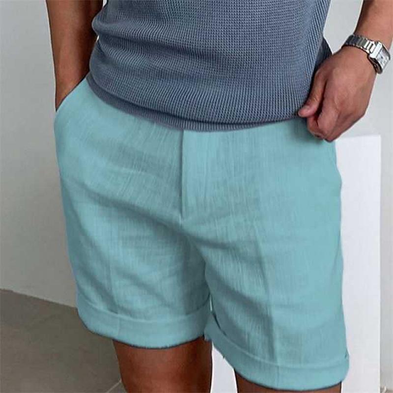 Men’s Linen Shorts – Relaxed Fit – Cuffed Hem – Lightweight Breathable Casual Style
