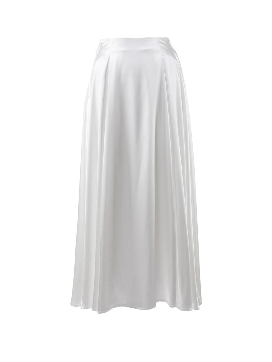 Women’s Maxi Skirt – High Waist – Flowy A-Line – Drapey Elegant Fit – Full Length