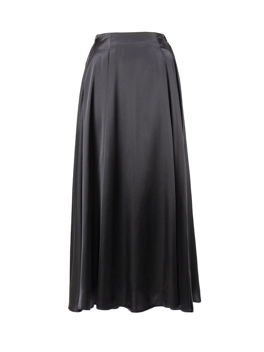Women’s Maxi Skirt – High Waist – Flowy A-Line – Drapey Elegant Fit – Full Length