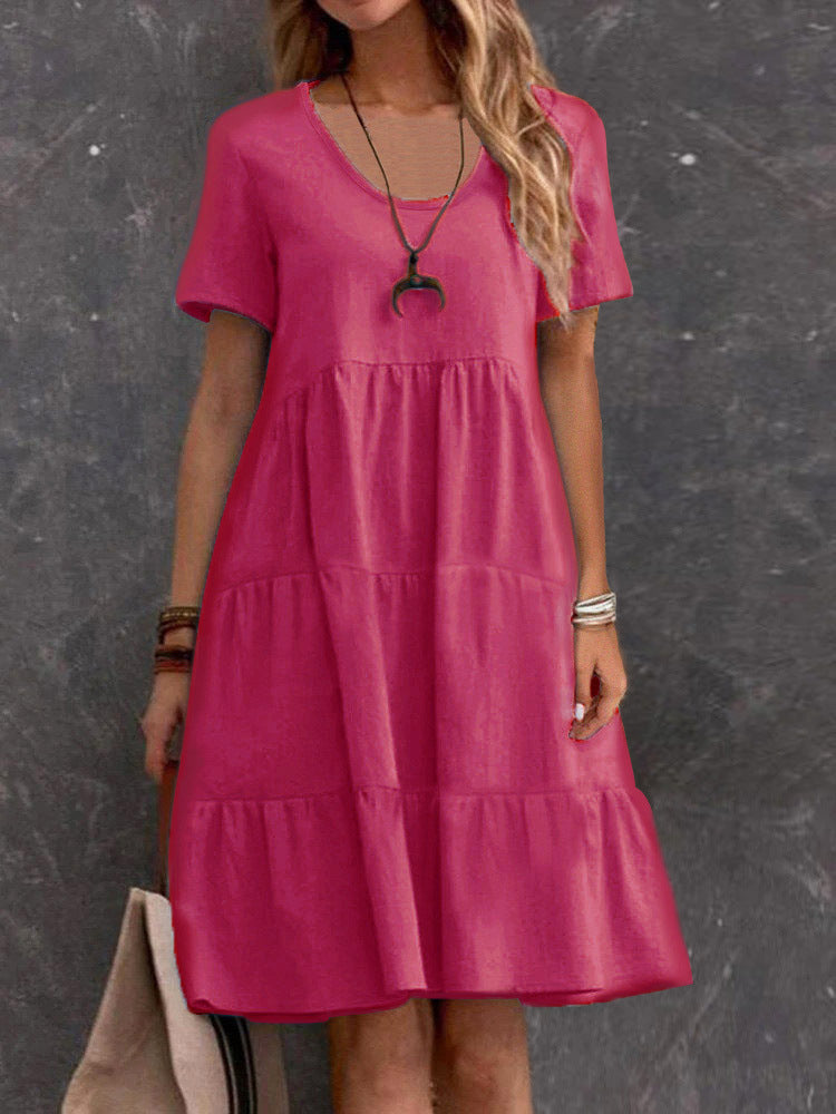 Women's Midi Dress - Lightweight Design - Relaxed Fit - Short Sleeve Casual Wear
