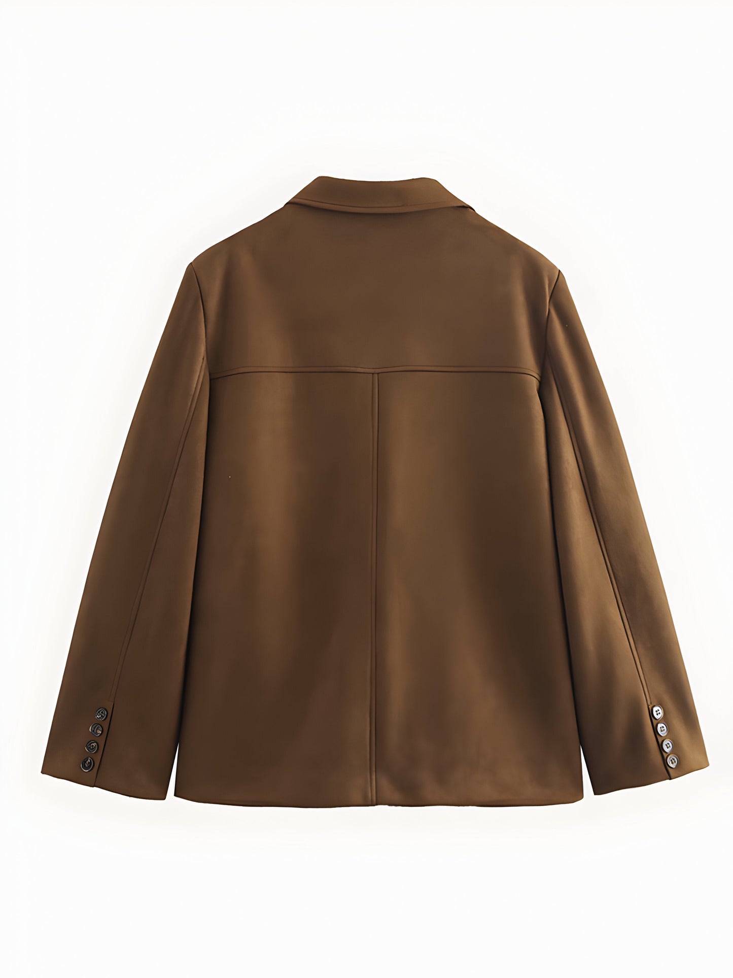 Women’s Suede-Style Jacket – Tailored Fit – Notched Lapel – Hip Length Smart Casual