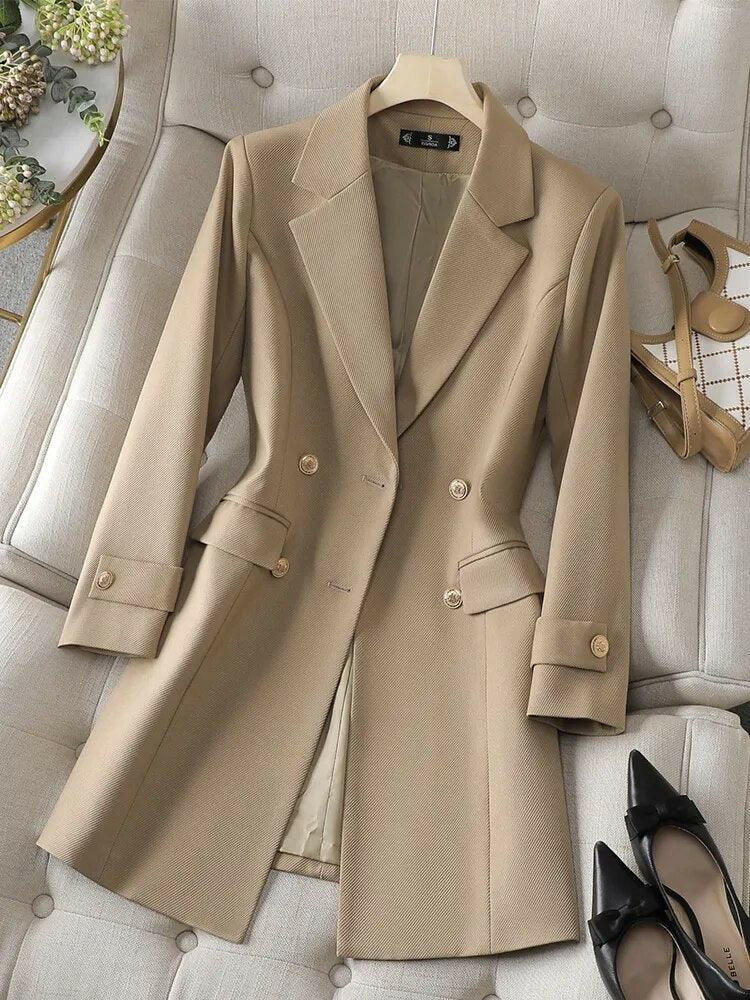 Women’s Trench Coat – Tailored Fit – Double-Breasted – Mid-Length – Luxury Fabric