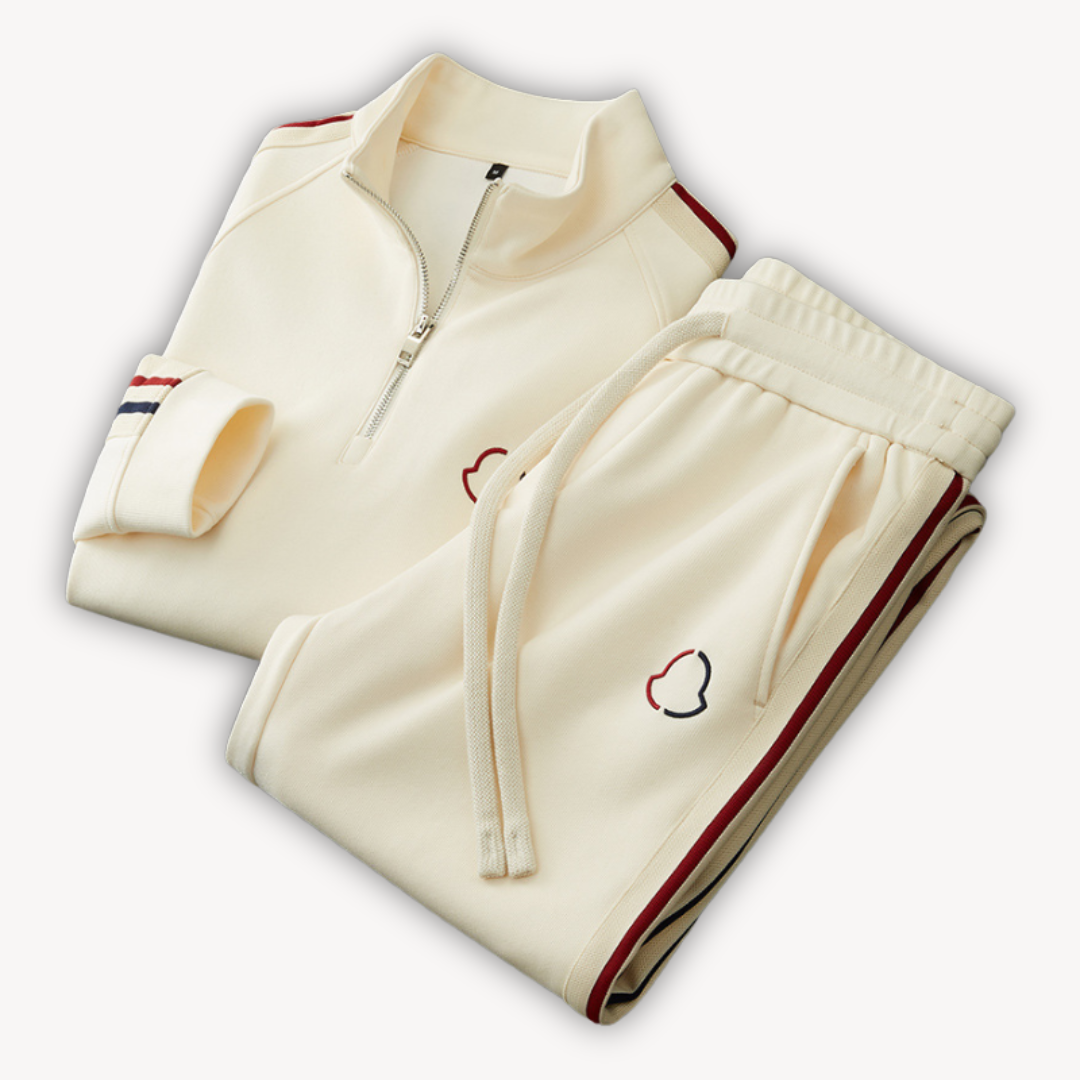 Men’s Tracksuit Set – Cotton Blend – Quarter Zip – Athleisure Fit – Ribbed Cuffs