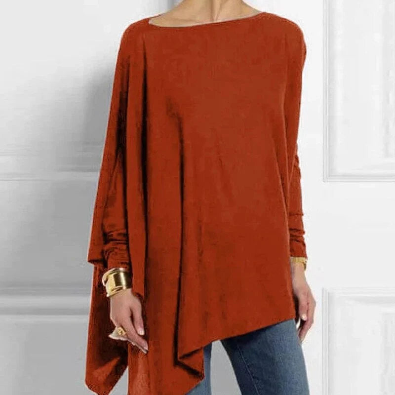 Women’s Tunic Top – Soft Knit – Oversized Fit – Boat Neck – Long Sleeve Casual Wear