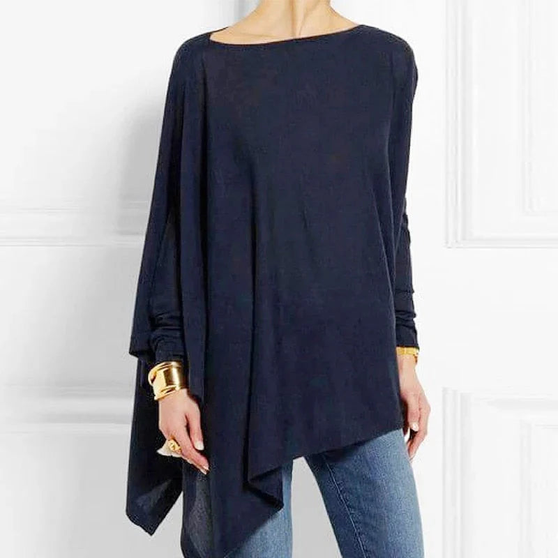 Women’s Tunic Top – Soft Knit – Oversized Fit – Boat Neck – Long Sleeve Casual Wear