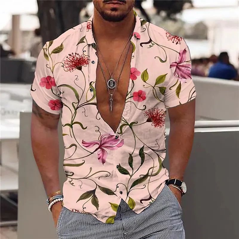 Men’s Polo Shirt – Slim Fit – Breathable Blend – Short Sleeve – Floral Print