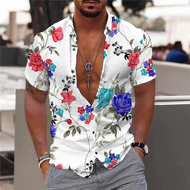 Men’s Polo Shirt – Slim Fit – Breathable Blend – Short Sleeve – Floral Print