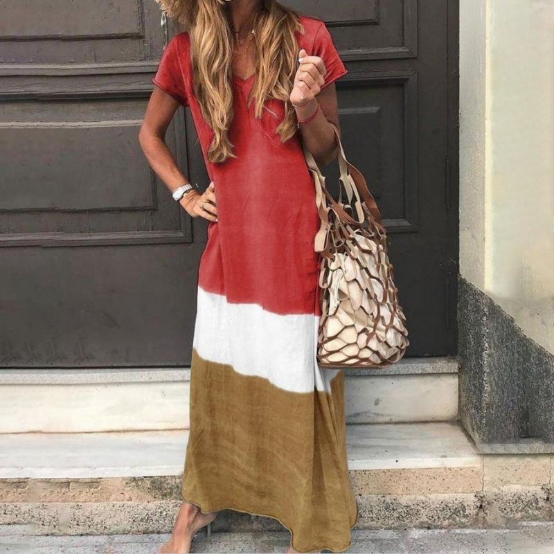 Women's Maxi Dress - Loose Fit - Short Sleeve - Breathable Lightweight Casual Wear