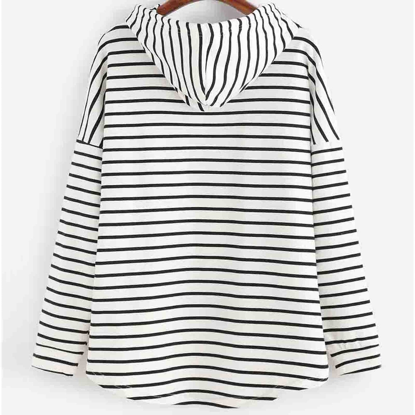 Women's Striped Hoodie - Relaxed Fit - Soft Knit Fabric - Drawstring Hood