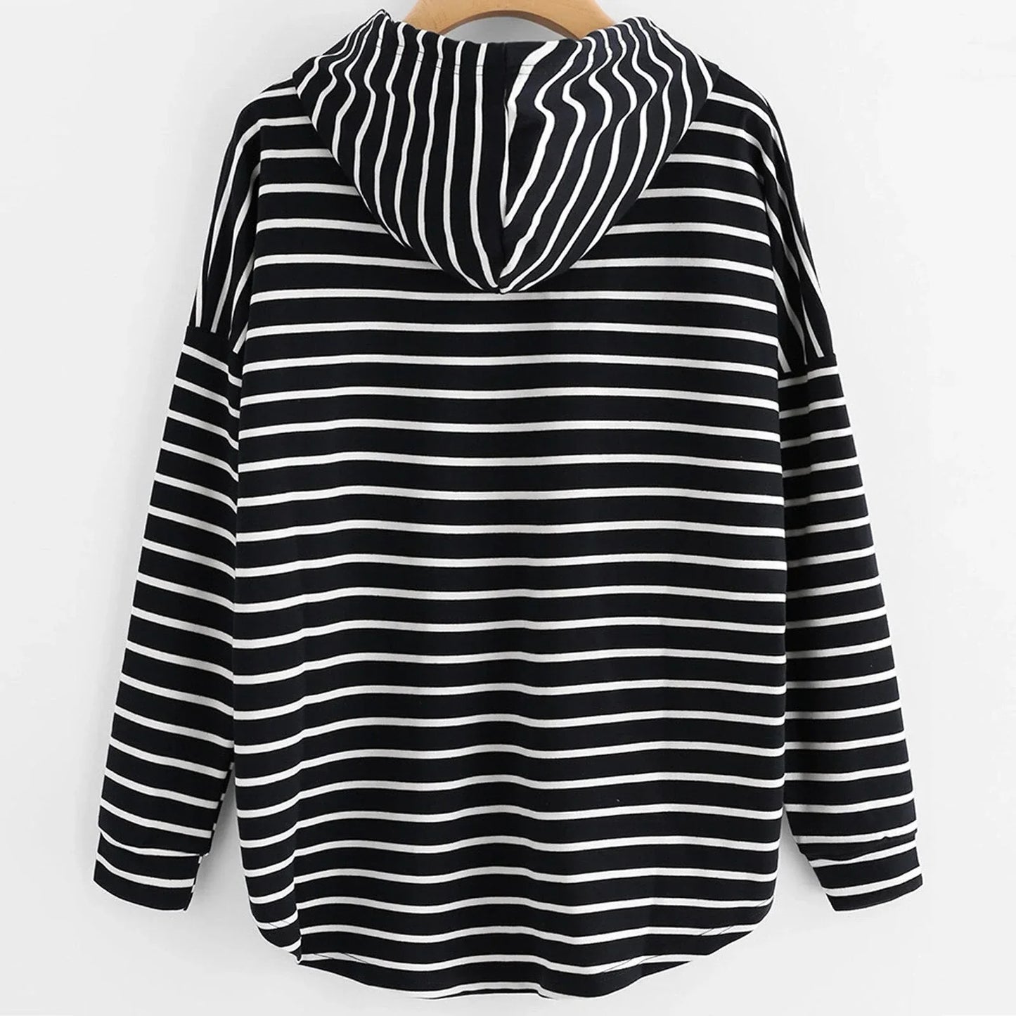 Women's Striped Hoodie - Relaxed Fit - Soft Knit Fabric - Drawstring Hood