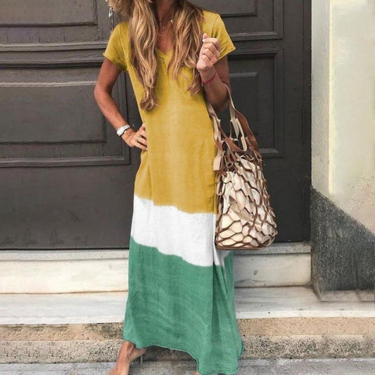 Women's Maxi Dress - Loose Fit - Short Sleeve - Breathable Lightweight Casual Wear