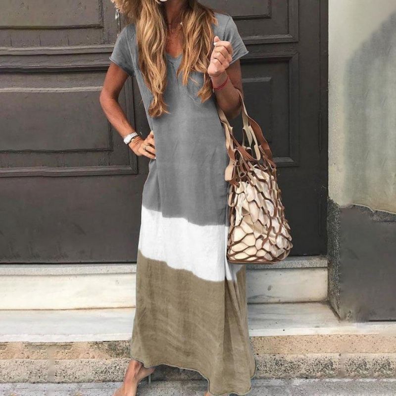 Women's Maxi Dress - Loose Fit - Short Sleeve - Breathable Lightweight Casual Wear