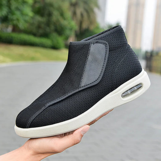 Men's Casual Ankle High Top Slip-On Casual Shoe - Knit Mesh - Air Cushion Heel