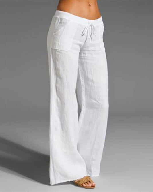 Women’s Wide-Leg Pants – Relaxed Fit – Breathable Blend – Drawstring Waist – Full Length