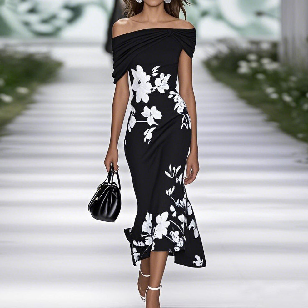 Ellie Off Shoulder Floral Midi Dress