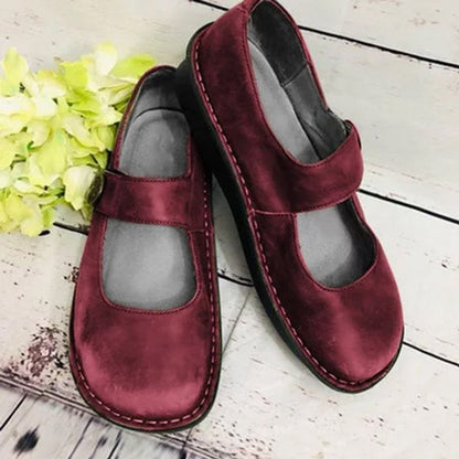 Women’s Formal Shoes – Leather Look – Rounded Toe – Supportive Sole – Strap Closure