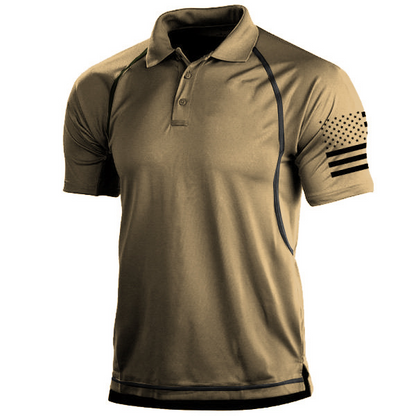 Men’s Polo Shirt – Tailored Fit – Breathable Blend – Athletic Graphic Sleeve – Piped Seams