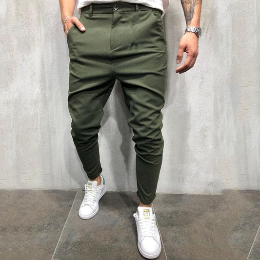 Men’s Tapered Pants – Relaxed Fit – Elastic Waist – Lightweight Cotton – Front Pockets