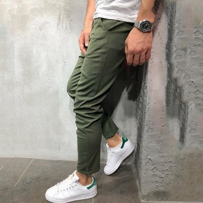 Men’s Tapered Pants – Relaxed Fit – Elastic Waist – Lightweight Cotton – Front Pockets