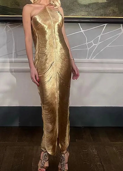 Women's One-Shoulder Dress - Pleated Texture - Bodycon Fit - Elegant Knee-Length