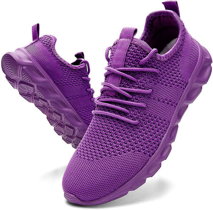 Women’s Sneakers – Soft Knit Upper – Cushioned Sole – Breathable – Low Top Fit