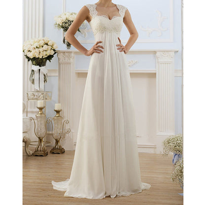 Women’s Evening Dress – Lace Bodice – Empire Waist – Full-Length Flowy Skirt