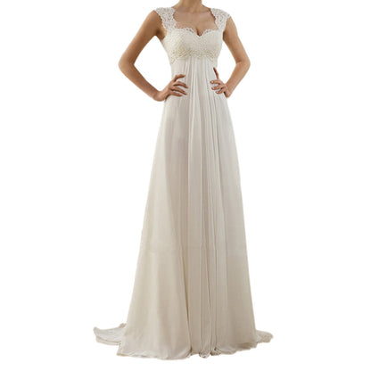 Women’s Evening Dress – Lace Bodice – Empire Waist – Full-Length Flowy Skirt