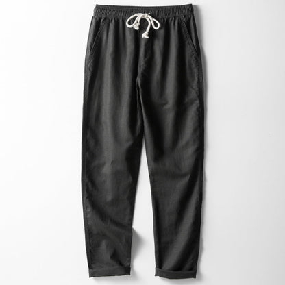 Men’s Pants – Linen Blend – Loose Fit – Straight Leg – Elastic Waist with Drawstring
