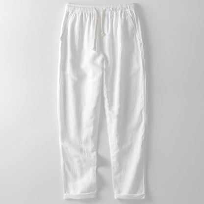 Men’s Pants – Linen Blend – Loose Fit – Straight Leg – Elastic Waist with Drawstring
