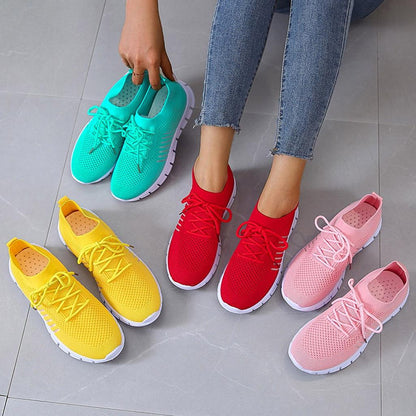 Women’s Sneakers – Breathable Mesh – Sock-Like Fit – Cushioned Sole – Lace-Up Design