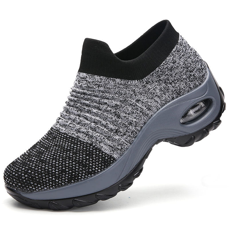 Women’s Low-Top Sneakers – Breathable Knit – Air Cushion Sole – Slip-On Comfort Fit