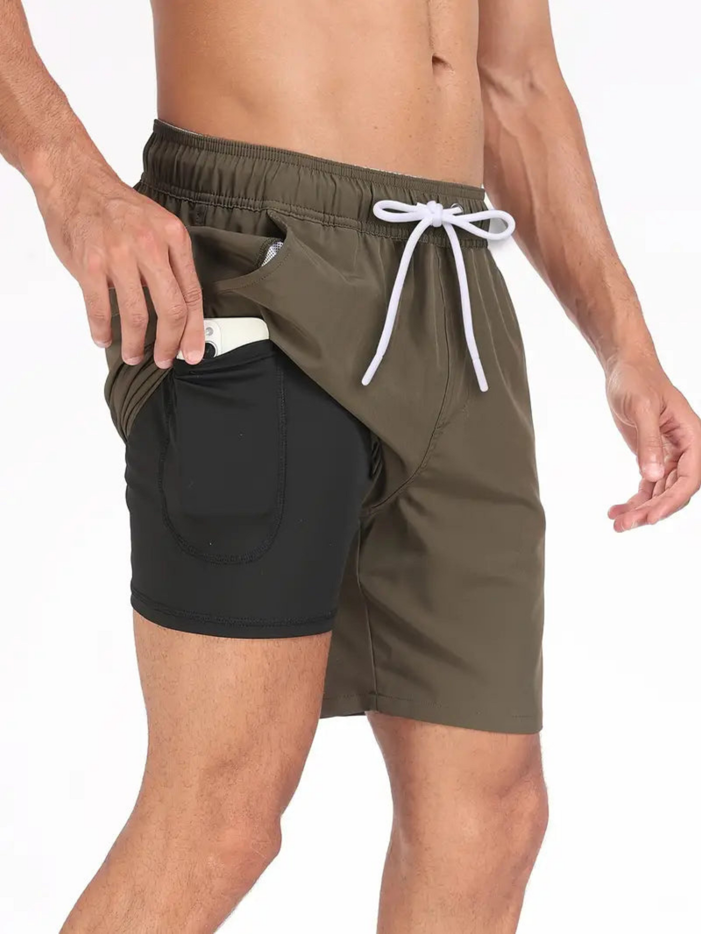 Men’s Swim Trunks – Quick Dry – Mid-Thigh – Elastic Waist – Inner Lining – Pocket