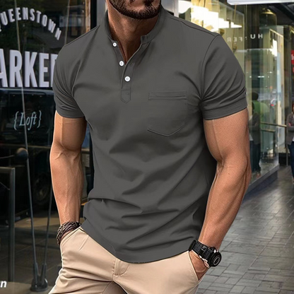 Men’s Polo Shirt – Slim Fit – Soft Knit – Half Collar – Chest Pocket – Short Sleeve