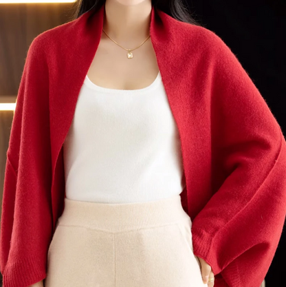 Isla Relaxed Fit Shawl | Open Front Ribbed Cuffs Shawl