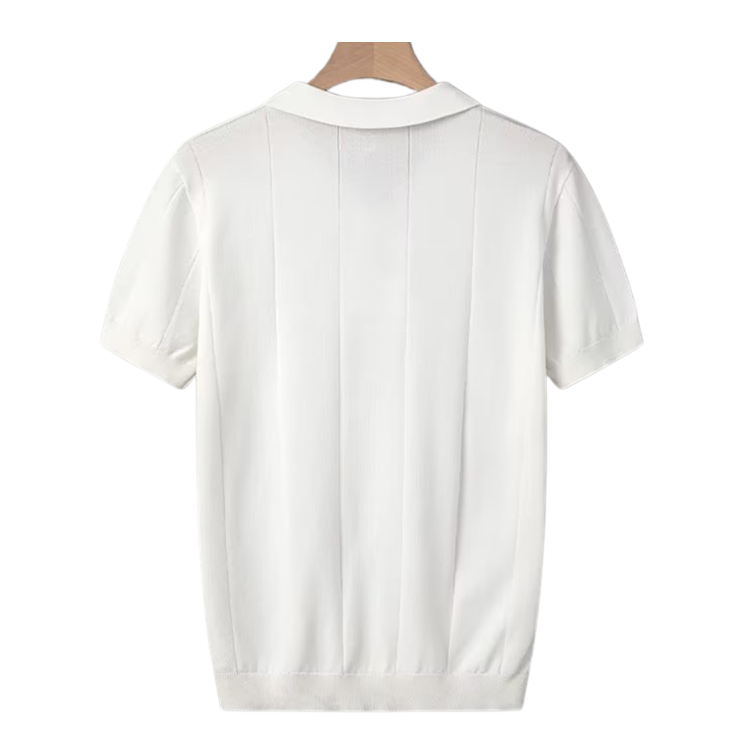 Oliver Ribbed Collared V-Neck Polo Shirt | Regular Fit Short Sleeve Polo Shirt